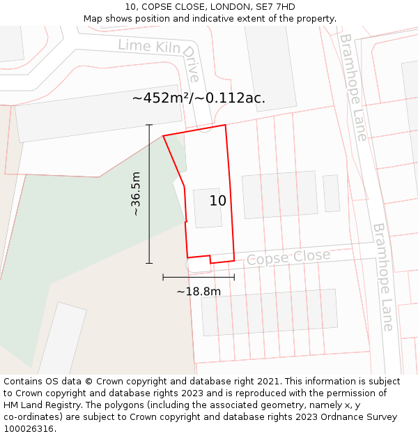 10, COPSE CLOSE, LONDON, SE7 7HD: Plot and title map