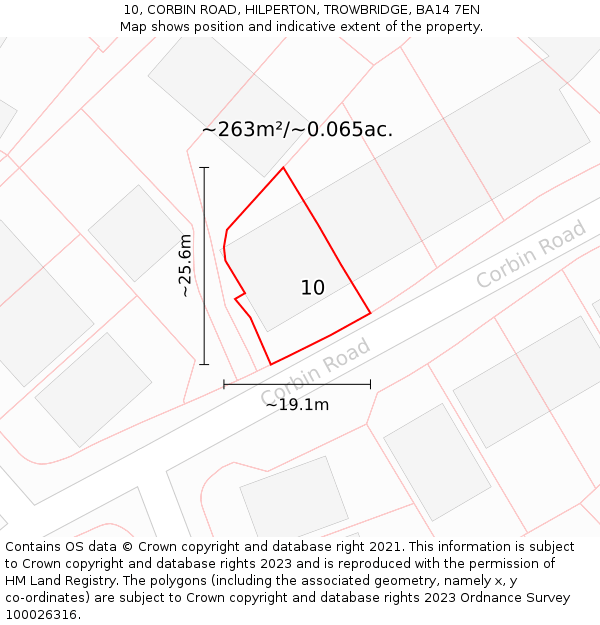 10, CORBIN ROAD, HILPERTON, TROWBRIDGE, BA14 7EN: Plot and title map