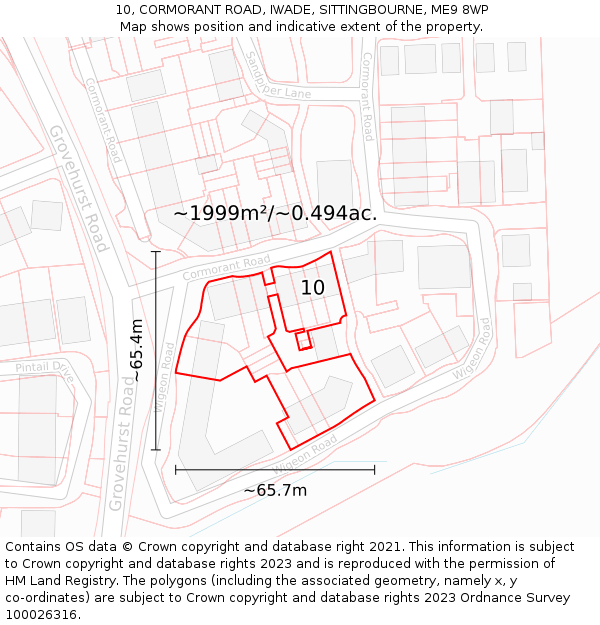 10, CORMORANT ROAD, IWADE, SITTINGBOURNE, ME9 8WP: Plot and title map