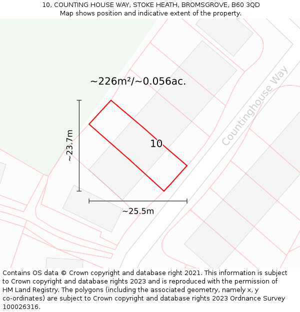 10, COUNTING HOUSE WAY, STOKE HEATH, BROMSGROVE, B60 3QD: Plot and title map