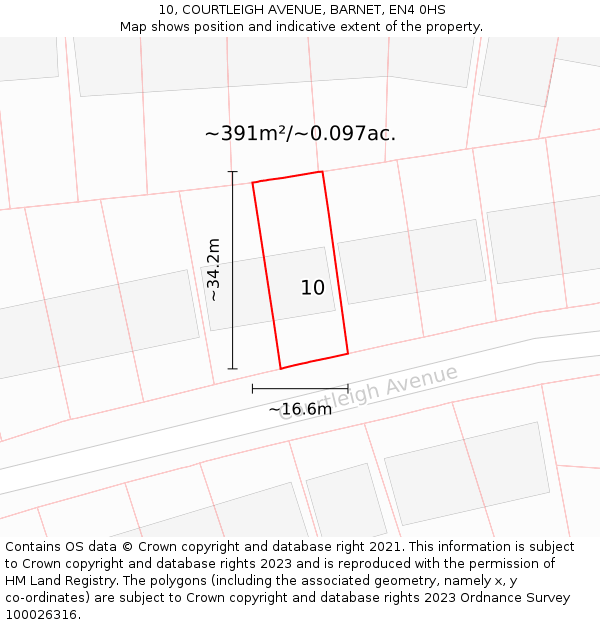 10, COURTLEIGH AVENUE, BARNET, EN4 0HS: Plot and title map