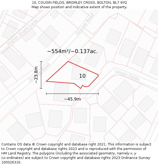 10, COUSIN FIELDS, BROMLEY CROSS, BOLTON, BL7 9YQ: Plot and title map
