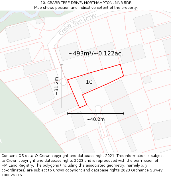 10, CRABB TREE DRIVE, NORTHAMPTON, NN3 5DR: Plot and title map