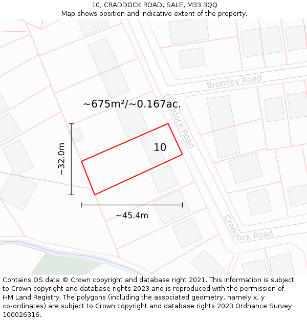 10, CRADDOCK ROAD, SALE, M33 3QQ: Plot and title map