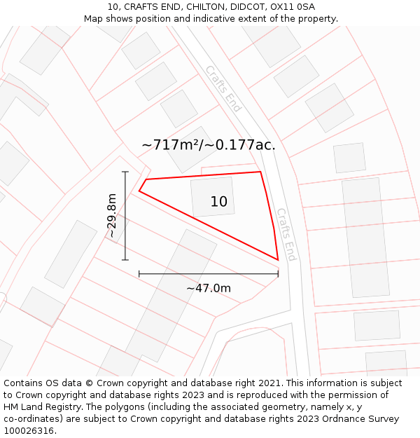 10, CRAFTS END, CHILTON, DIDCOT, OX11 0SA: Plot and title map