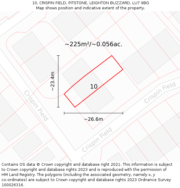 10, CRISPIN FIELD, PITSTONE, LEIGHTON BUZZARD, LU7 9BG: Plot and title map