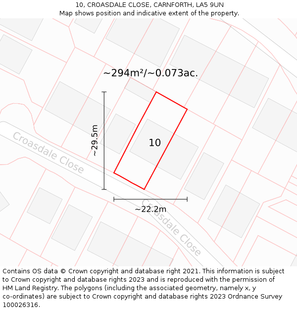 10, CROASDALE CLOSE, CARNFORTH, LA5 9UN: Plot and title map