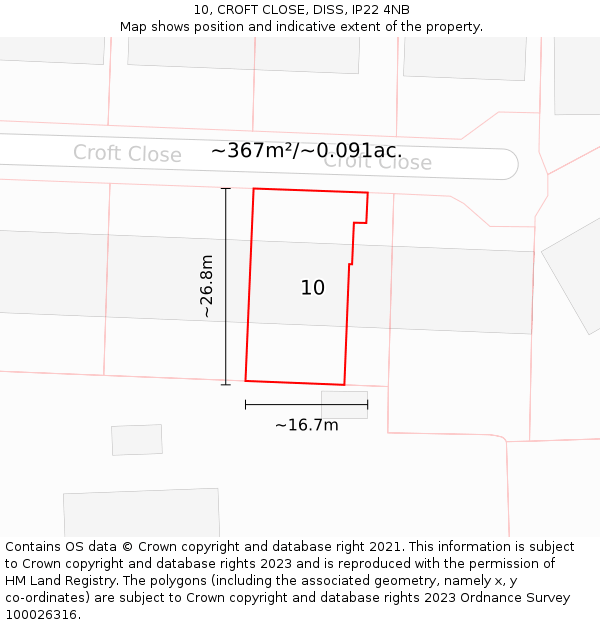 10, CROFT CLOSE, DISS, IP22 4NB: Plot and title map