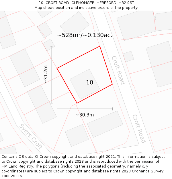 10, CROFT ROAD, CLEHONGER, HEREFORD, HR2 9ST: Plot and title map