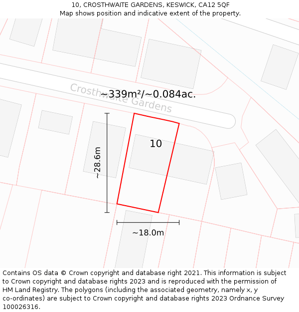 10, CROSTHWAITE GARDENS, KESWICK, CA12 5QF: Plot and title map