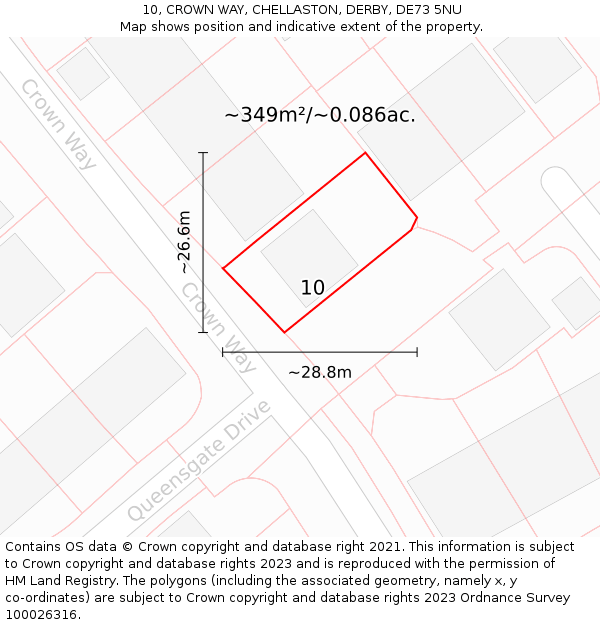 10, CROWN WAY, CHELLASTON, DERBY, DE73 5NU: Plot and title map