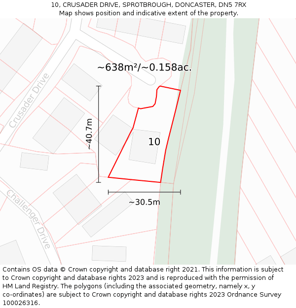 10, CRUSADER DRIVE, SPROTBROUGH, DONCASTER, DN5 7RX: Plot and title map