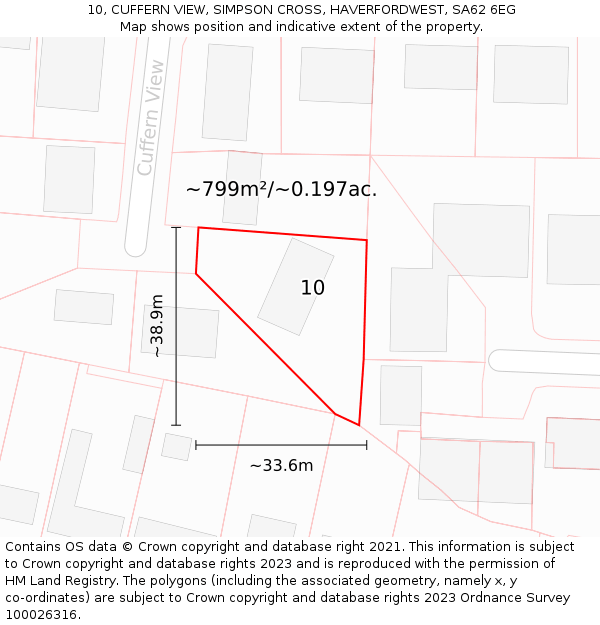 10, CUFFERN VIEW, SIMPSON CROSS, HAVERFORDWEST, SA62 6EG: Plot and title map