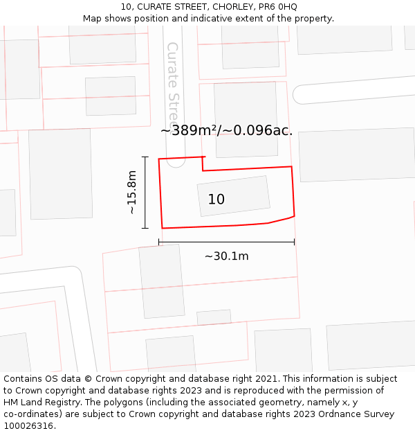 10, CURATE STREET, CHORLEY, PR6 0HQ: Plot and title map