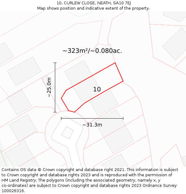 10, CURLEW CLOSE, NEATH, SA10 7EJ: Plot and title map