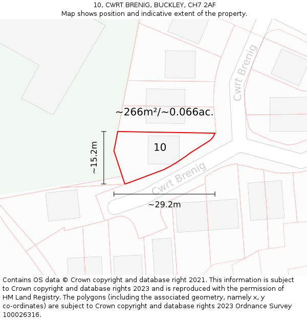 10, CWRT BRENIG, BUCKLEY, CH7 2AF: Plot and title map