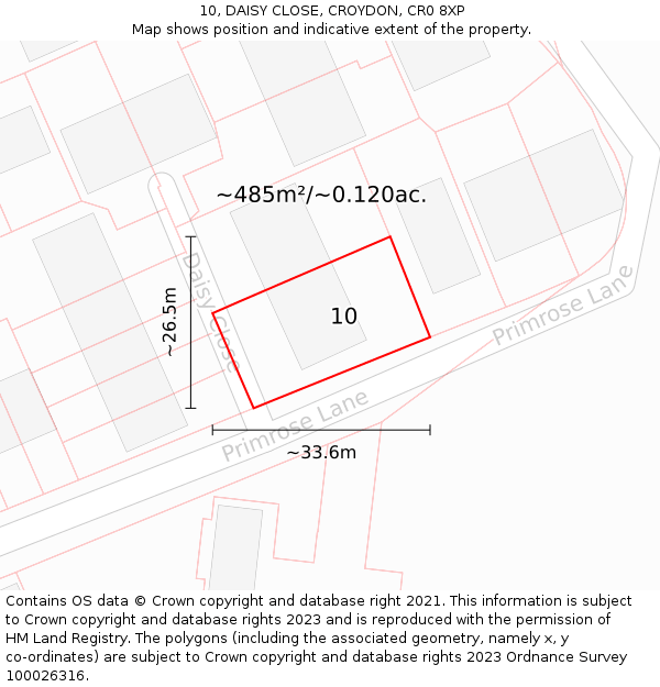 10, DAISY CLOSE, CROYDON, CR0 8XP: Plot and title map