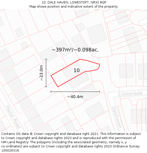 10, DALE HAVEN, LOWESTOFT, NR33 8QP: Plot and title map
