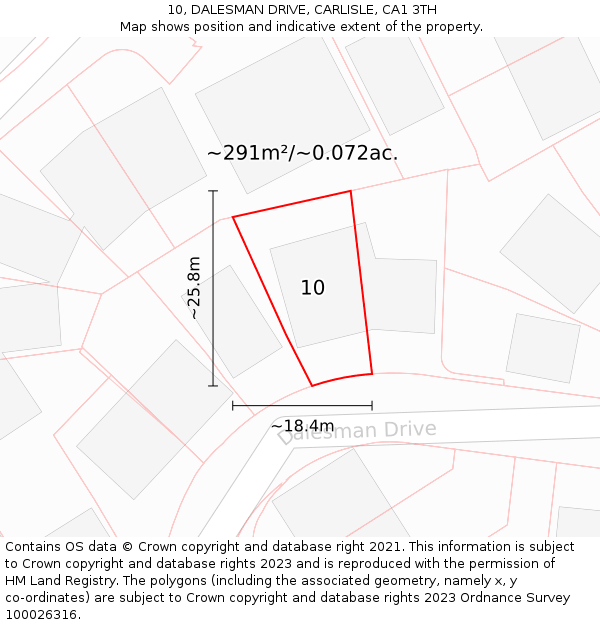 10, DALESMAN DRIVE, CARLISLE, CA1 3TH: Plot and title map