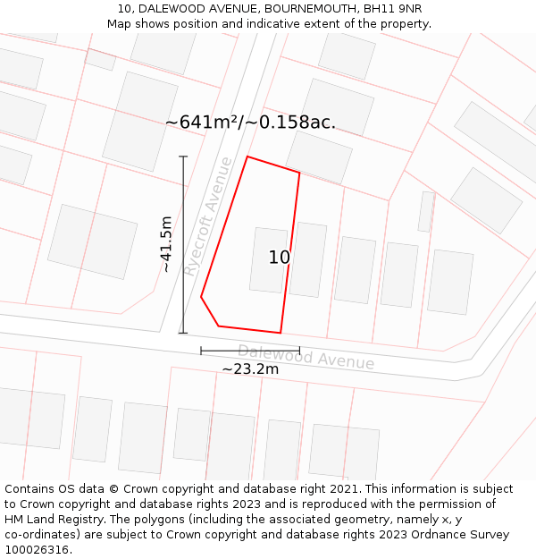 10, DALEWOOD AVENUE, BOURNEMOUTH, BH11 9NR: Plot and title map