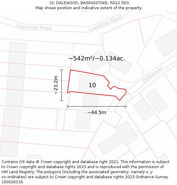 10, DALEWOOD, BASINGSTOKE, RG22 5EG: Plot and title map