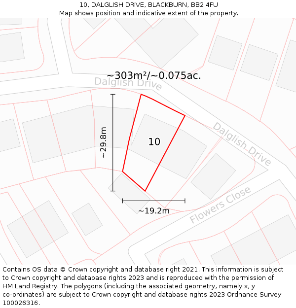 10, DALGLISH DRIVE, BLACKBURN, BB2 4FU: Plot and title map