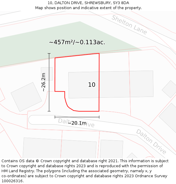 10, DALTON DRIVE, SHREWSBURY, SY3 8DA: Plot and title map