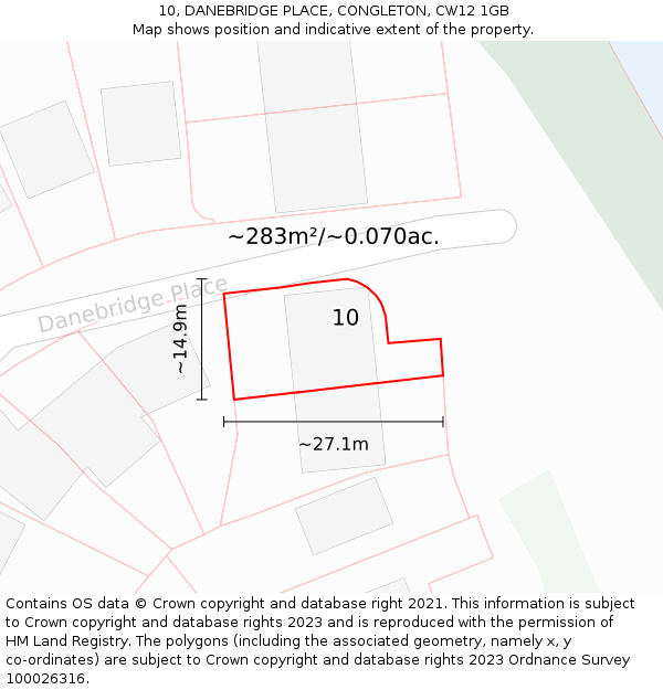 10, DANEBRIDGE PLACE, CONGLETON, CW12 1GB: Plot and title map