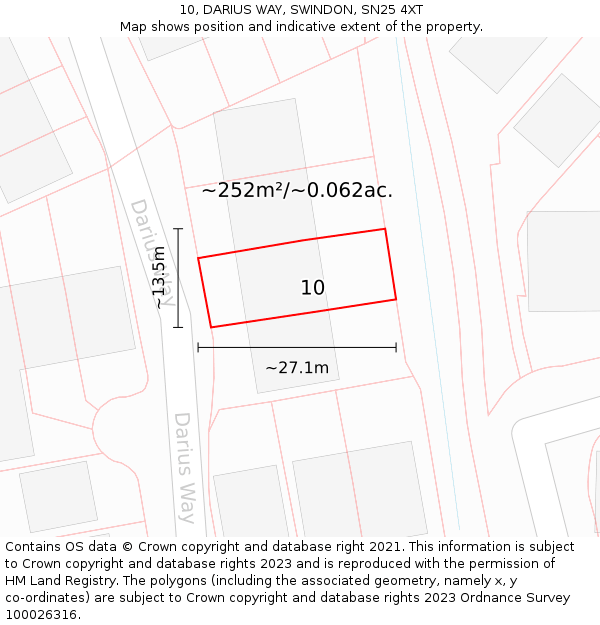 10, DARIUS WAY, SWINDON, SN25 4XT: Plot and title map