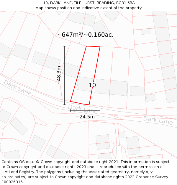 10, DARK LANE, TILEHURST, READING, RG31 6RA: Plot and title map