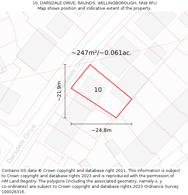 10, DARSDALE DRIVE, RAUNDS, WELLINGBOROUGH, NN9 6FU: Plot and title map