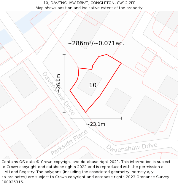 10, DAVENSHAW DRIVE, CONGLETON, CW12 2FP: Plot and title map