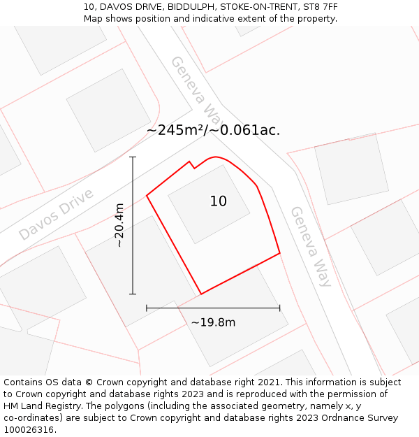 10, DAVOS DRIVE, BIDDULPH, STOKE-ON-TRENT, ST8 7FF: Plot and title map