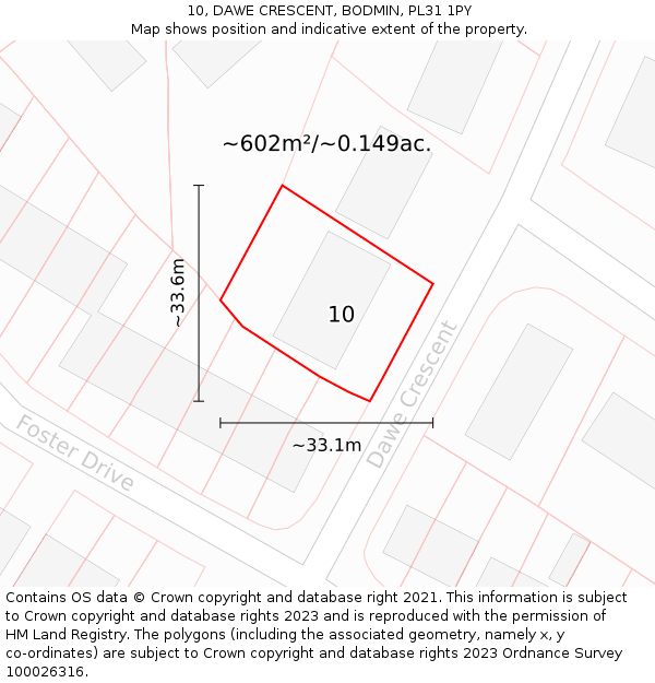 10, DAWE CRESCENT, BODMIN, PL31 1PY: Plot and title map