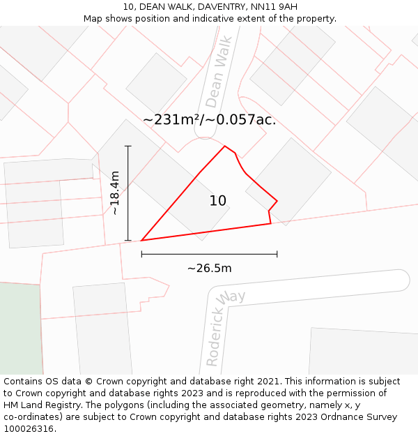 10, DEAN WALK, DAVENTRY, NN11 9AH: Plot and title map