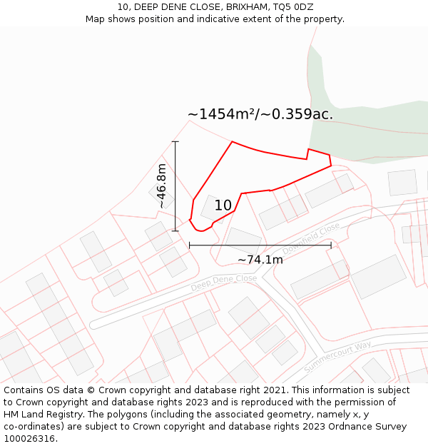 10, DEEP DENE CLOSE, BRIXHAM, TQ5 0DZ: Plot and title map