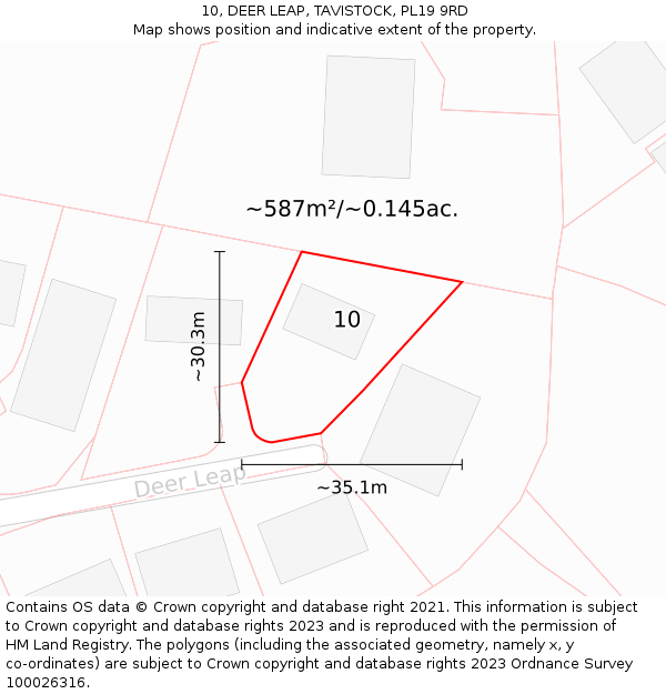 10, DEER LEAP, TAVISTOCK, PL19 9RD: Plot and title map