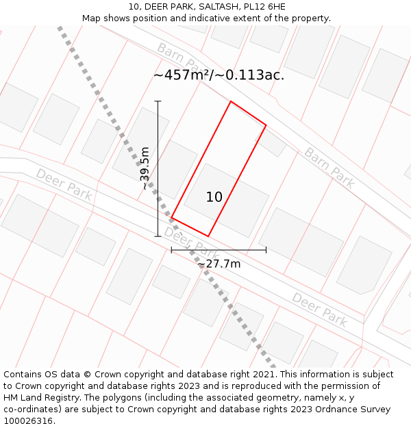 10, DEER PARK, SALTASH, PL12 6HE: Plot and title map
