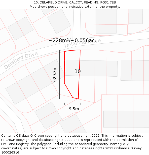 10, DELAFIELD DRIVE, CALCOT, READING, RG31 7EB: Plot and title map