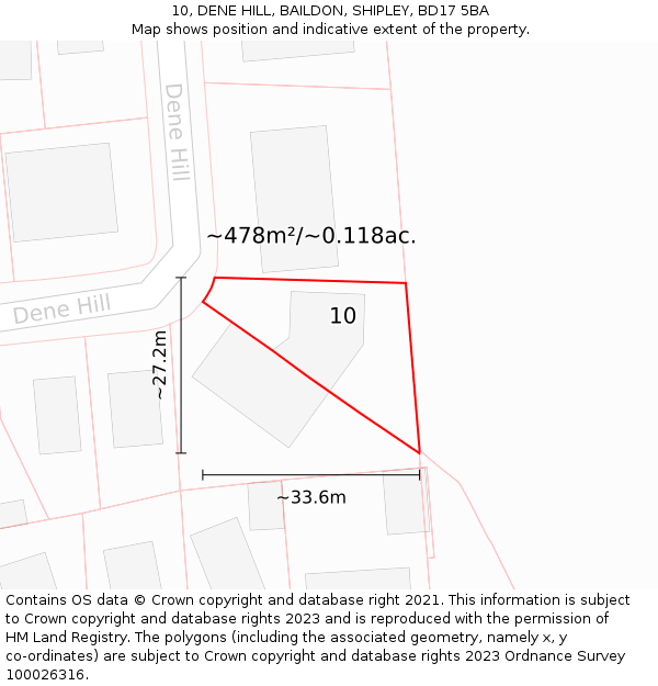 10, DENE HILL, BAILDON, SHIPLEY, BD17 5BA: Plot and title map