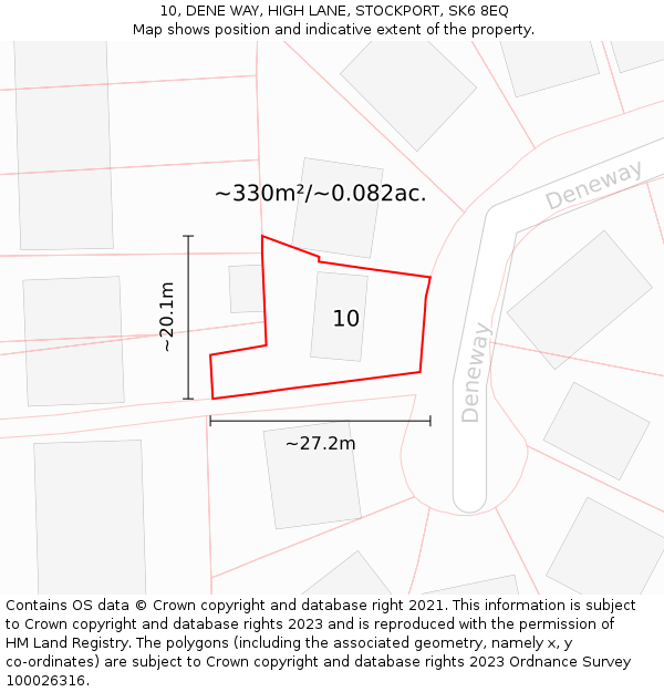 10, DENE WAY, HIGH LANE, STOCKPORT, SK6 8EQ: Plot and title map