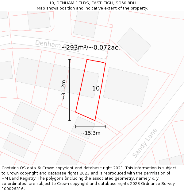 10, DENHAM FIELDS, EASTLEIGH, SO50 8DH: Plot and title map