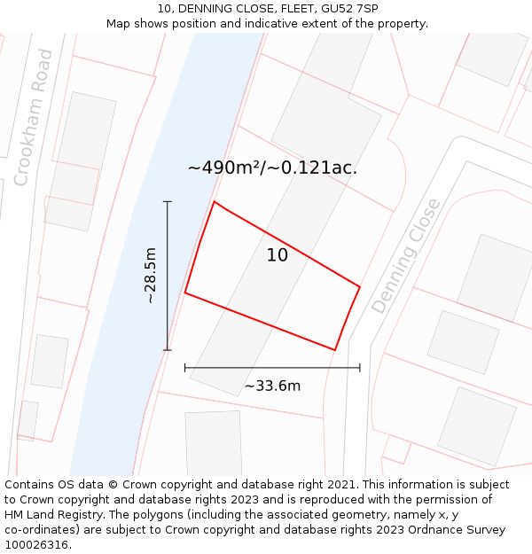 10, DENNING CLOSE, FLEET, GU52 7SP: Plot and title map