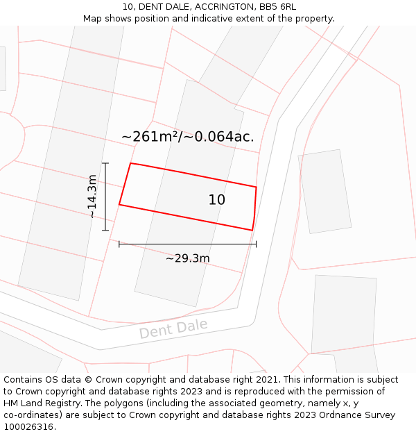 10, DENT DALE, ACCRINGTON, BB5 6RL: Plot and title map