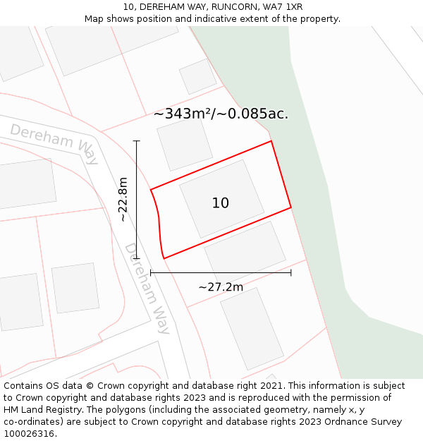 10, DEREHAM WAY, RUNCORN, WA7 1XR: Plot and title map
