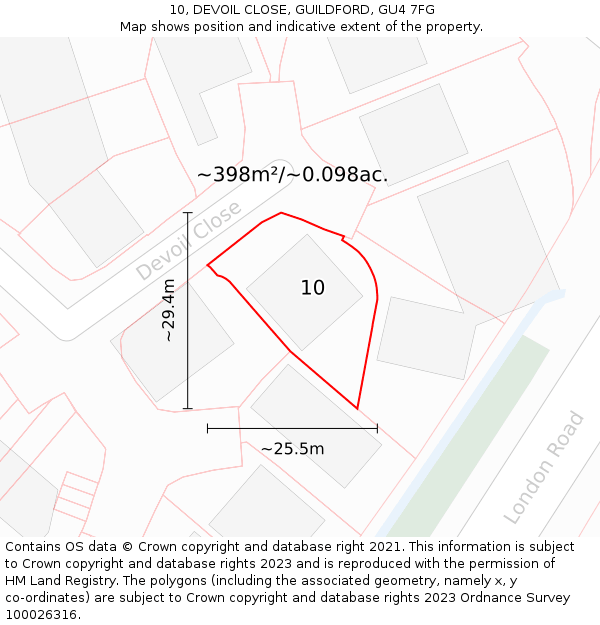10, DEVOIL CLOSE, GUILDFORD, GU4 7FG: Plot and title map