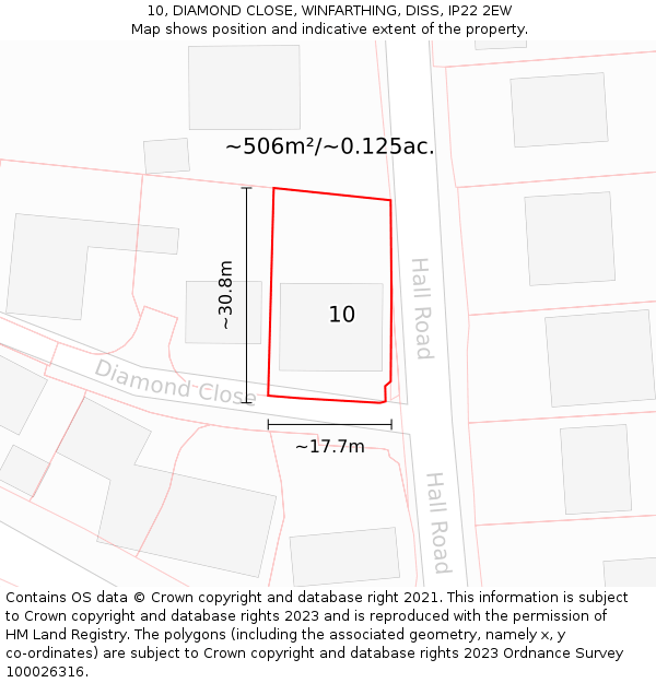 10, DIAMOND CLOSE, WINFARTHING, DISS, IP22 2EW: Plot and title map