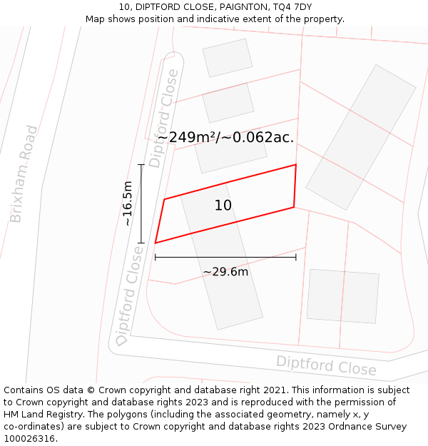 10, DIPTFORD CLOSE, PAIGNTON, TQ4 7DY: Plot and title map