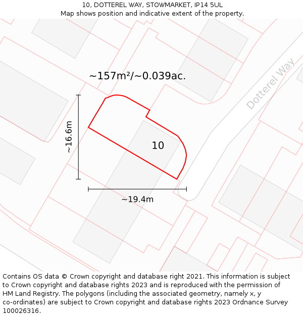 10, DOTTEREL WAY, STOWMARKET, IP14 5UL: Plot and title map