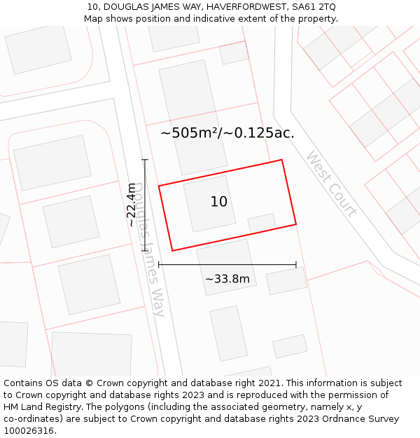 10, DOUGLAS JAMES WAY, HAVERFORDWEST, SA61 2TQ: Plot and title map